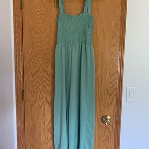 Wide Leg Green Pink Lily Jumpsuit NWOT